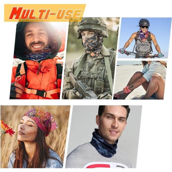 6Pcs Neck Gaiter Face Mask Men Women Seamless Bandana Rave Face Cover Scarf Mask - Picture 6 of 6